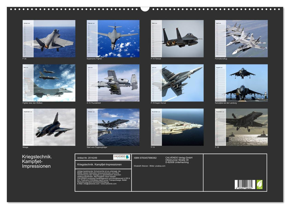 Kriegstechnik. Kampfjet-Impressionen (CALVENDO Wandkalender 2026)