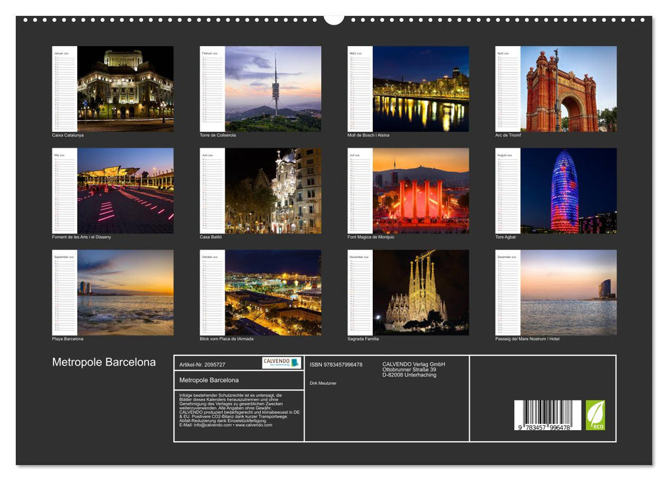 Metropole Barcelona (CALVENDO Premium Wandkalender 2026)