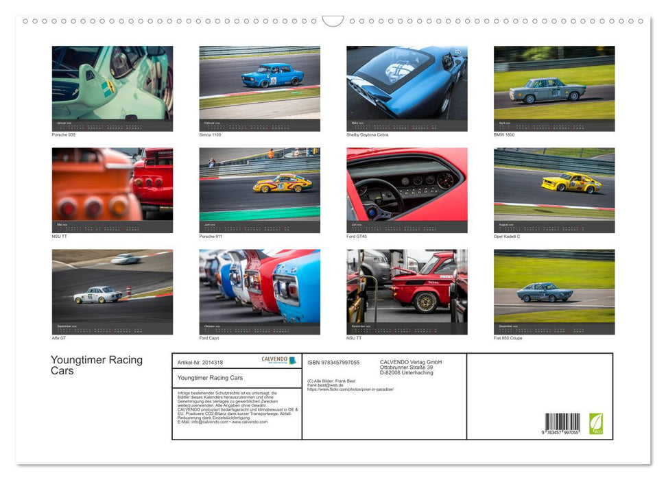 Youngtimer Racing Cars (CALVENDO Wandkalender 2026)