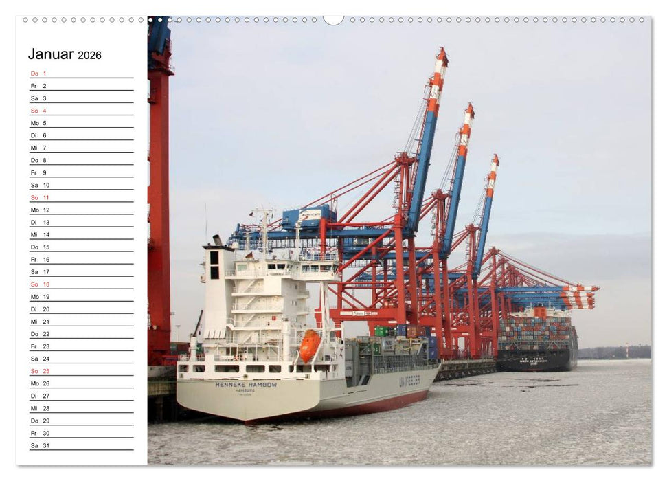 Dicke Pötte im Hafen und auf großer Fahrt (CALVENDO Premium Wandkalender 2026)