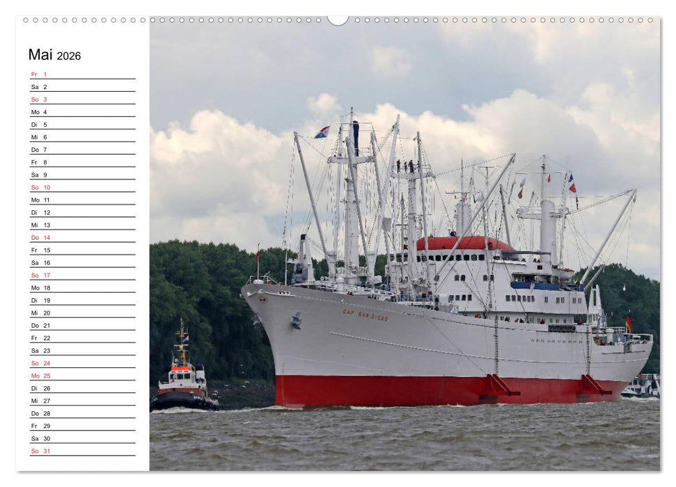 Dicke Pötte im Hafen und auf großer Fahrt (CALVENDO Premium Wandkalender 2026)