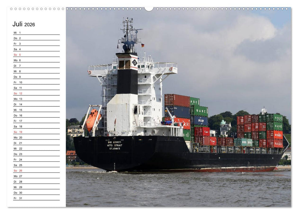 Dicke Pötte im Hafen und auf großer Fahrt (CALVENDO Premium Wandkalender 2026)