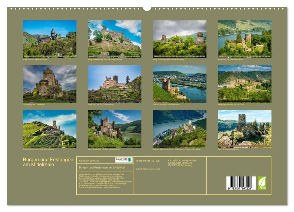 Burgen und Festungen am Mittelrhein (CALVENDO Premium Wandkalender 2026)