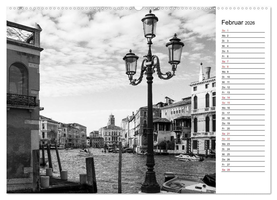 Venedig schwarz-weiß (CALVENDO Premium Wandkalender 2026)