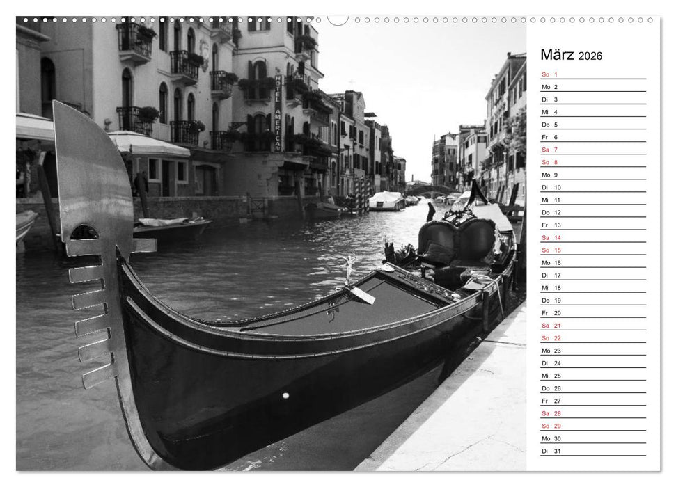Venedig schwarz-weiß (CALVENDO Premium Wandkalender 2026)