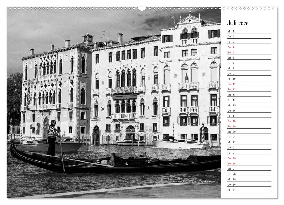Venedig schwarz-weiß (CALVENDO Premium Wandkalender 2026)