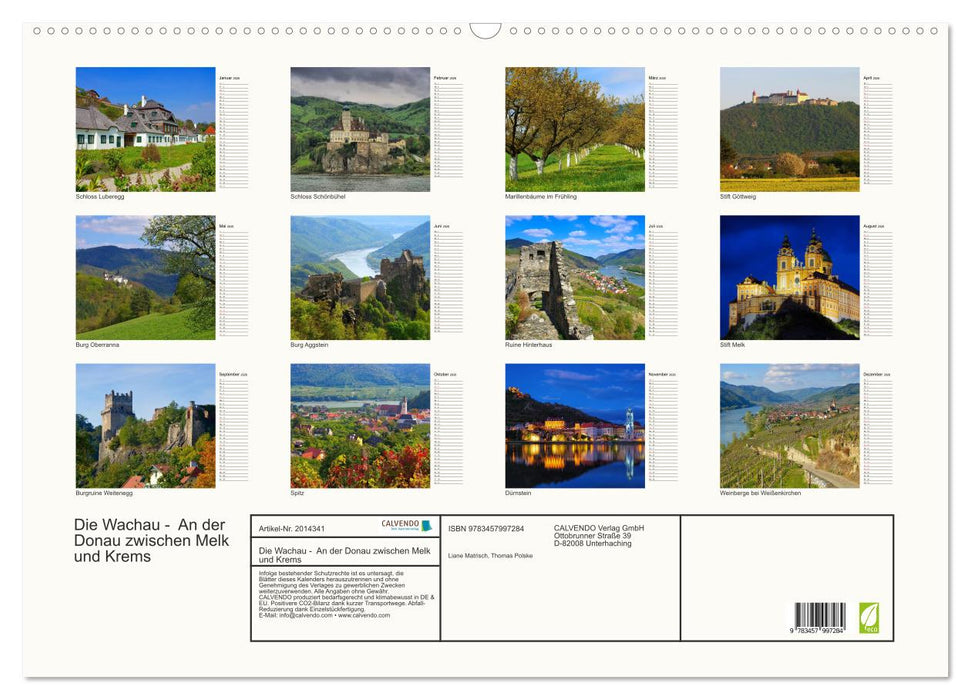 Die Wachau - An der Donau zwischen Melk und Krems (CALVENDO Wandkalender 2026)