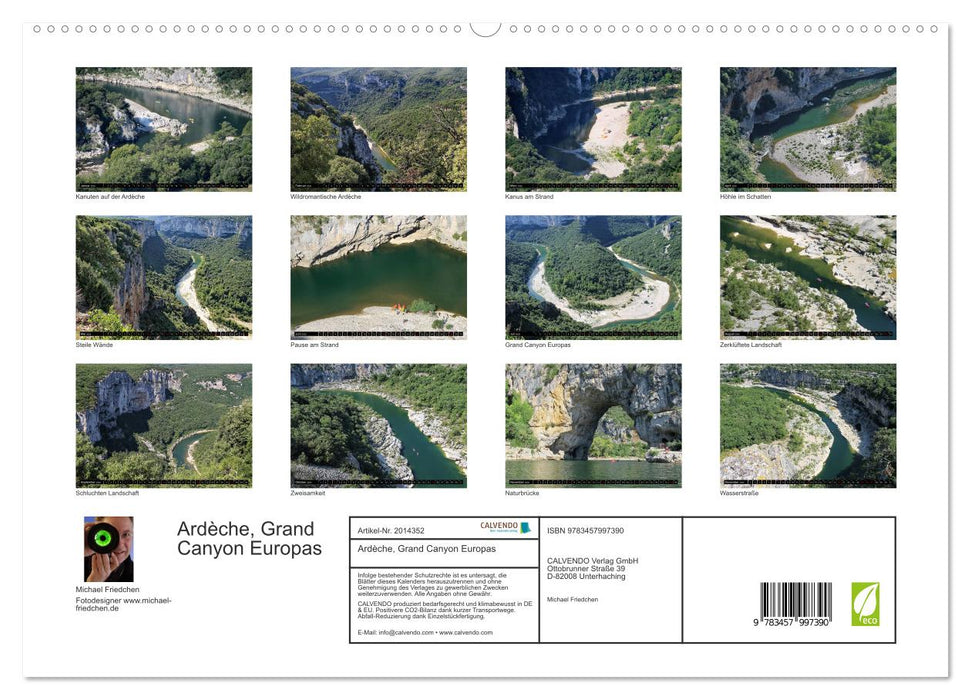 Ardèche, Grand Canyon Europas (CALVENDO Premium Wandkalender 2026)