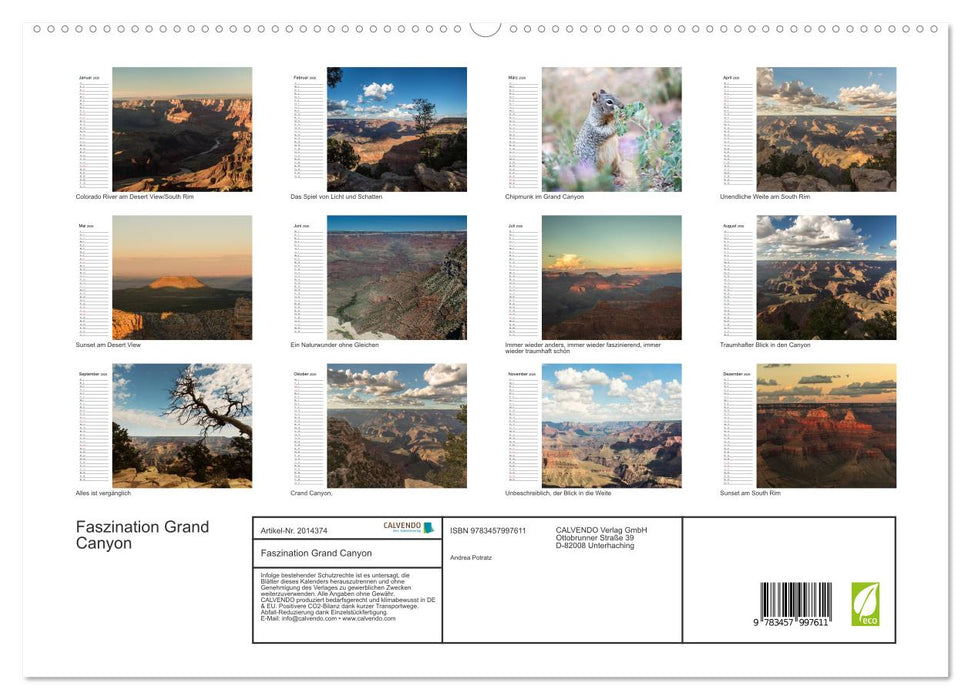 Faszination Grand Canyon (CALVENDO Premium Wandkalender 2026)