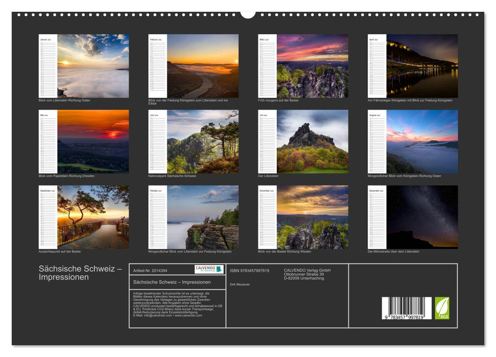 Sächsische Schweiz – Impressionen (CALVENDO Premium Wandkalender 2026)