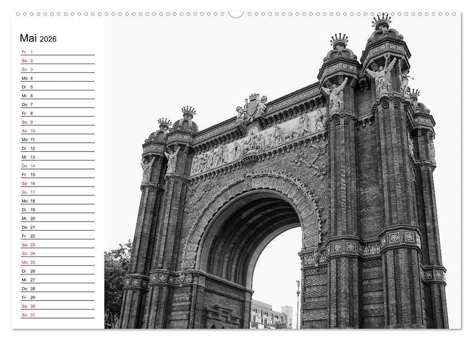 Barcelona Schwarz / Weiß Impressionen (CALVENDO Wandkalender 2026)