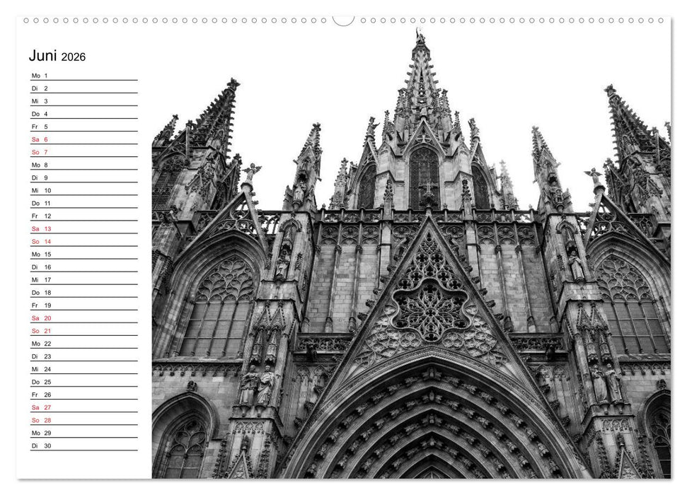 Barcelona Schwarz / Weiß Impressionen (CALVENDO Wandkalender 2026)