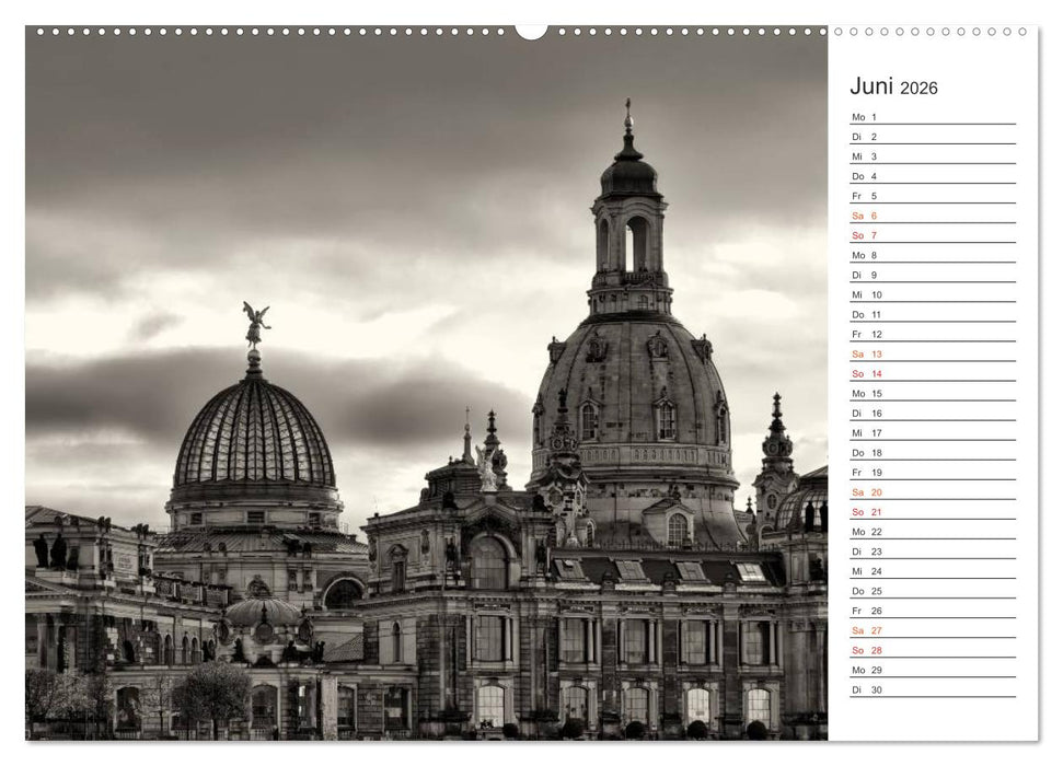 Dresden Schwarz-Weiß (CALVENDO Premium Wandkalender 2026)