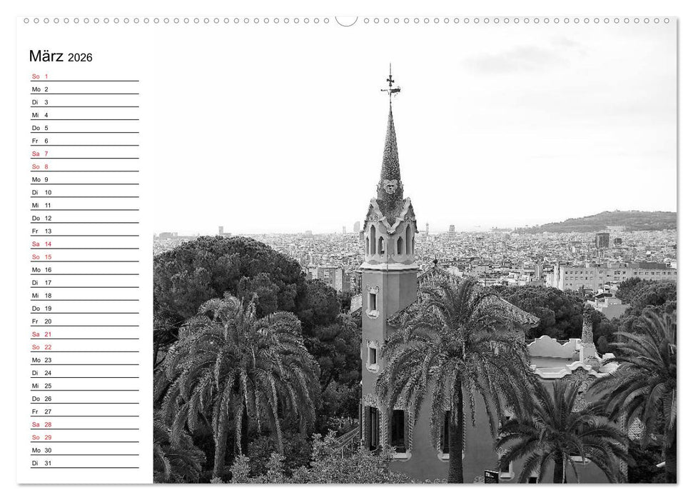 Barcelona Schwarz / Weiß Impressionen (CALVENDO Premium Wandkalender 2026)