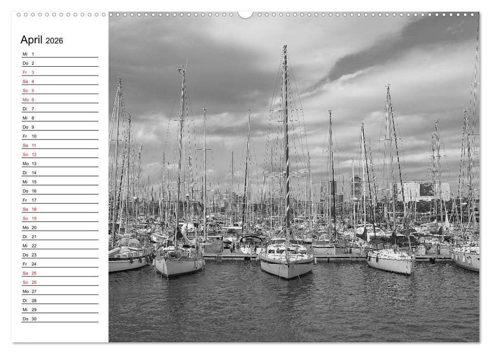 Barcelona Schwarz / Weiß Impressionen (CALVENDO Premium Wandkalender 2026)