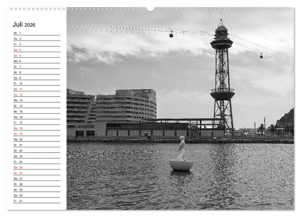 Barcelona Schwarz / Weiß Impressionen (CALVENDO Premium Wandkalender 2026)