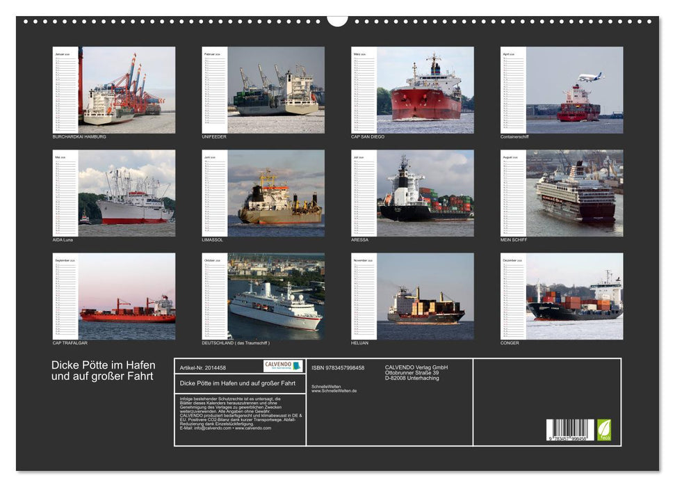 Dicke Pötte im Hafen und auf großer Fahrt (CALVENDO Wandkalender 2026)