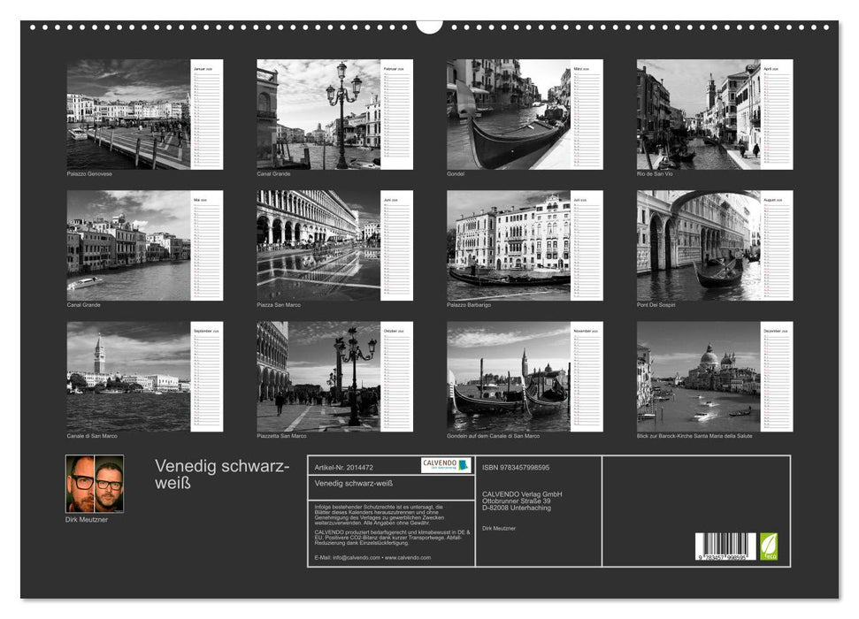 Venedig schwarz-weiß (CALVENDO Wandkalender 2026)