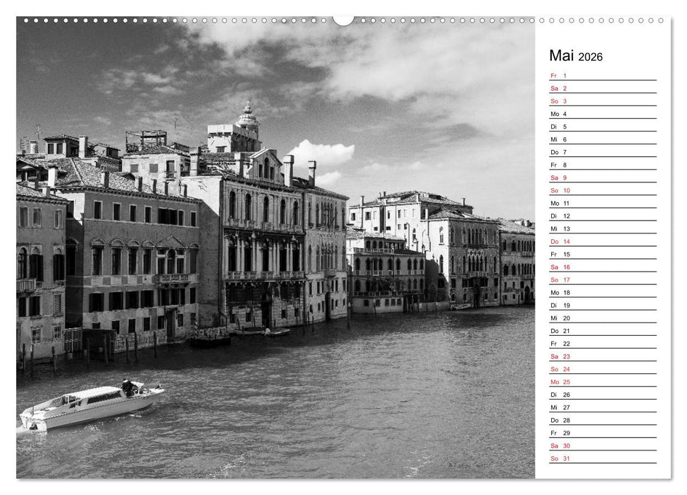 Venedig schwarz-weiß (CALVENDO Wandkalender 2026)