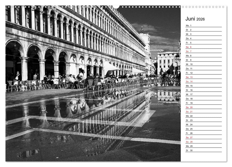 Venedig schwarz-weiß (CALVENDO Wandkalender 2026)