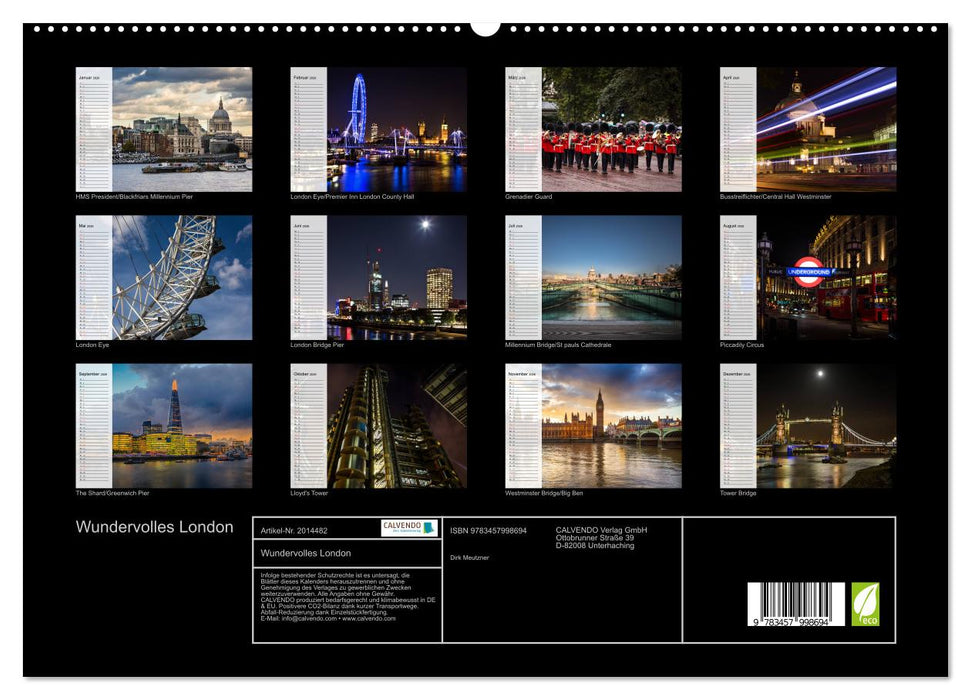 Wundervolles London (CALVENDO Premium Wandkalender 2026)