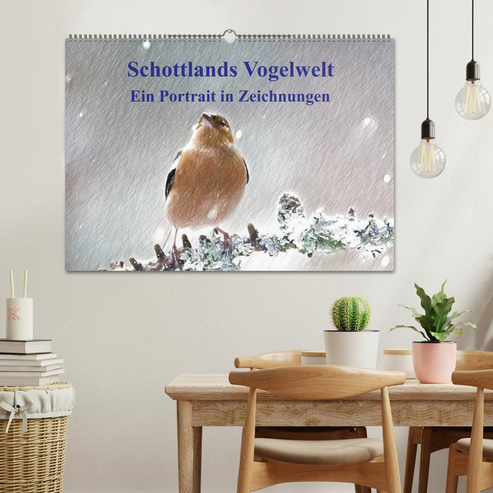Schottlands Vogelwelt - Ein Porträt in Zeichnungen (CALVENDO Wandkalender 2026)