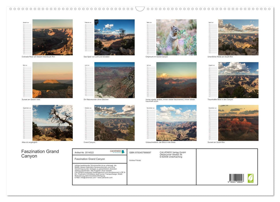 Faszination Grand Canyon (CALVENDO Wandkalender 2026)