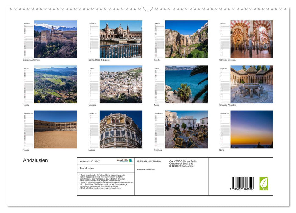 Andalusien (CALVENDO Premium Wandkalender 2026)