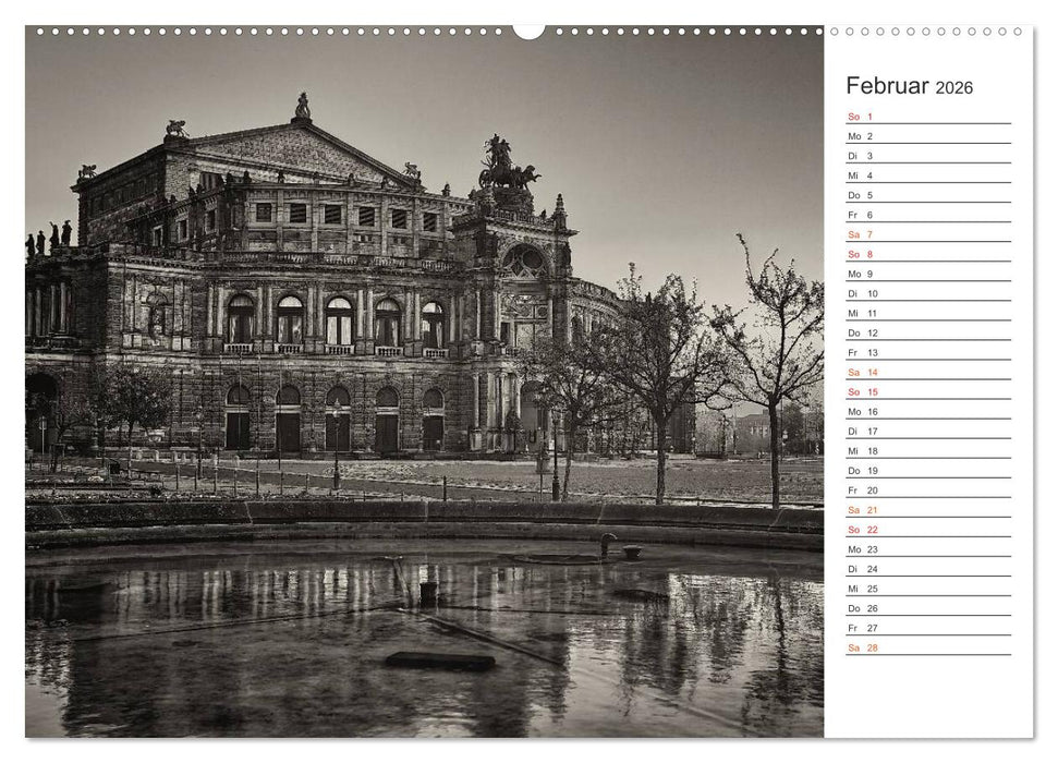 Dresden Schwarz-Weiß (CALVENDO Wandkalender 2026)
