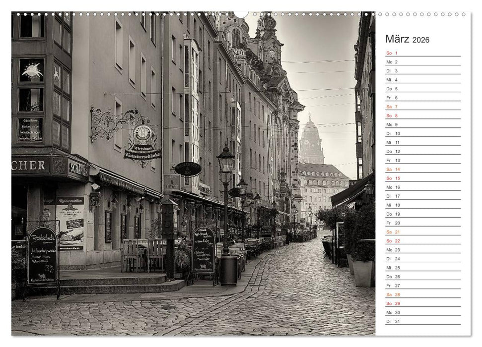 Dresden Schwarz-Weiß (CALVENDO Wandkalender 2026)