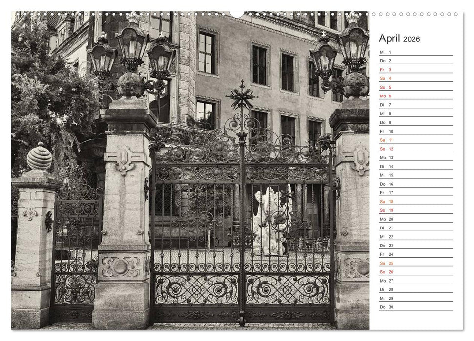 Dresden Schwarz-Weiß (CALVENDO Wandkalender 2026)