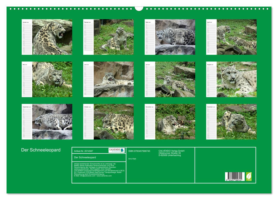 Der Schneeleopard (CALVENDO Wandkalender 2026)