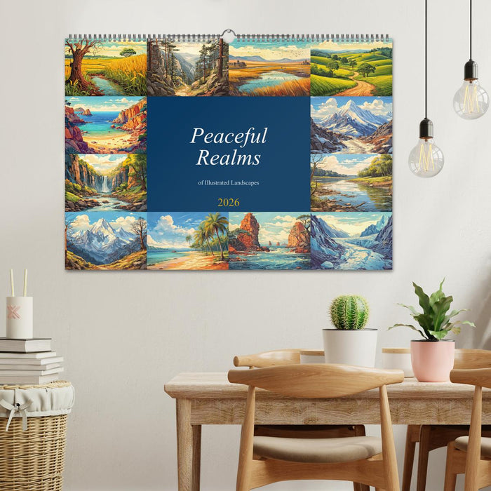 Peaceful Realms of Illustrated Landscapes (CALVENDO Monthly Calendar 2026)