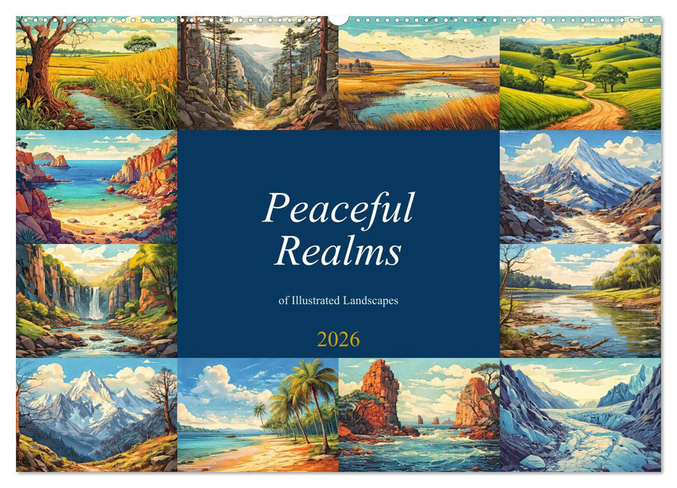 Peaceful Realms of Illustrated Landscapes (CALVENDO Monthly Calendar 2026)