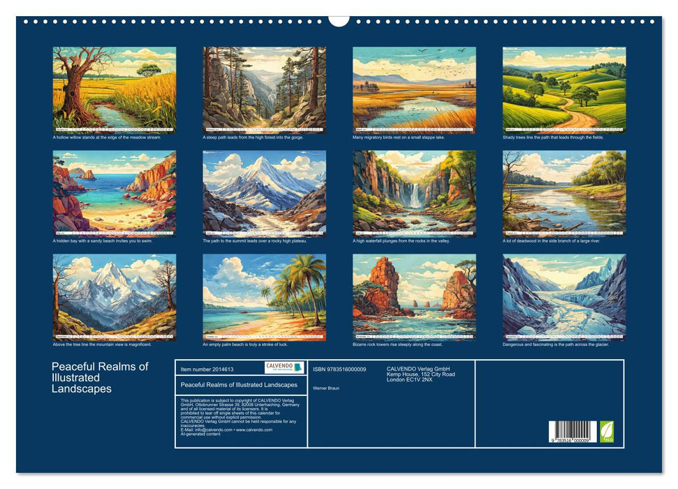 Peaceful Realms of Illustrated Landscapes (CALVENDO Monthly Calendar 2026)