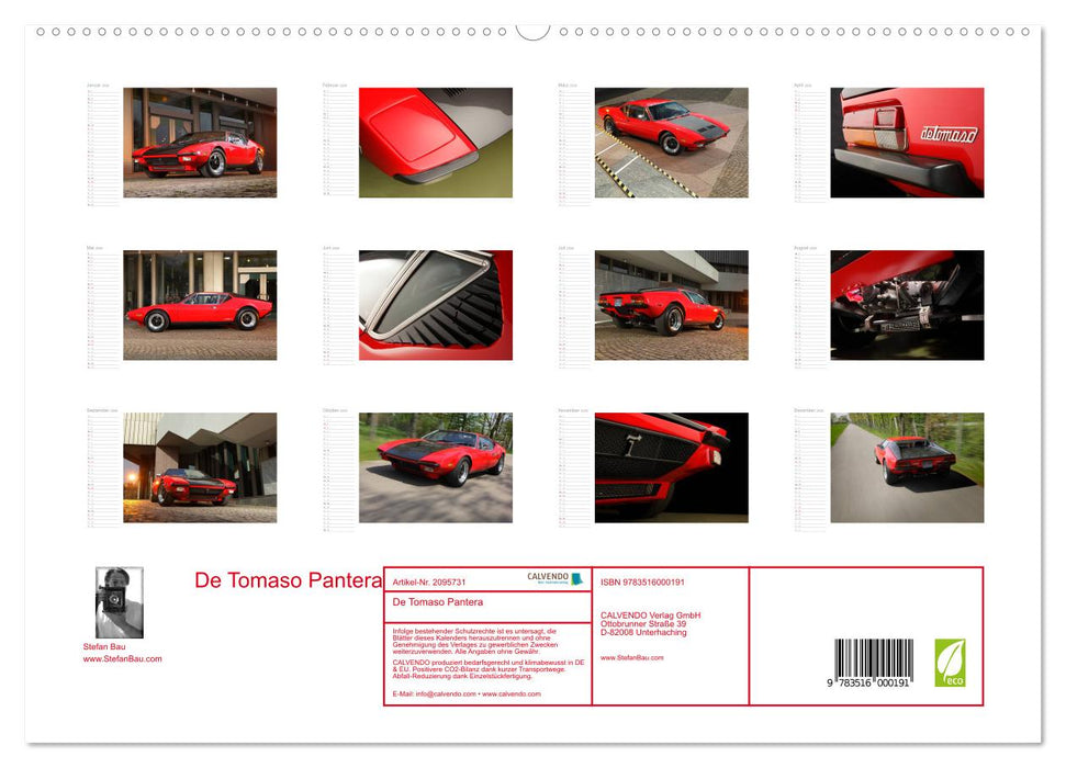 De Tomaso Pantera (CALVENDO Premium Wandkalender 2026)
