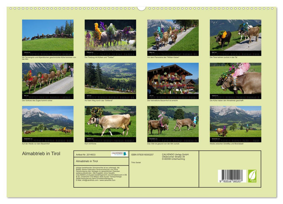 Almabtrieb in Tirol (CALVENDO Premium Wandkalender 2026)