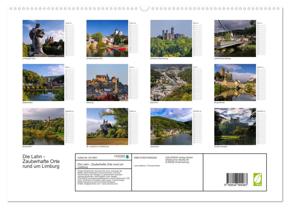 Die Lahn - Zauberhafte Orte rund um Limburg (CALVENDO Premium Wandkalender 2026)