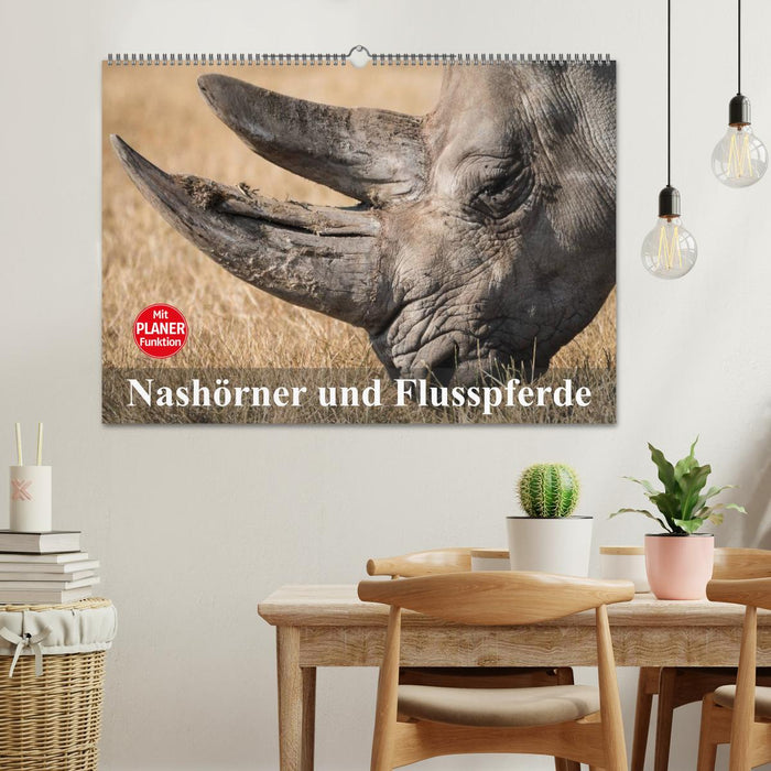 Nashörner und Flusspferde (CALVENDO Wandkalender 2026)