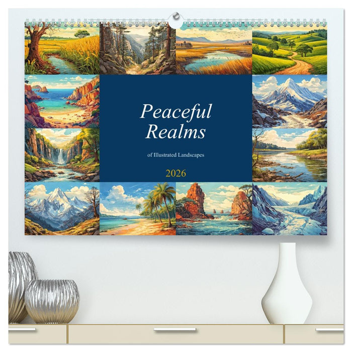 Peaceful Realms of Illustrated Landscapes (CALVENDO Premium-Calendar 2026)