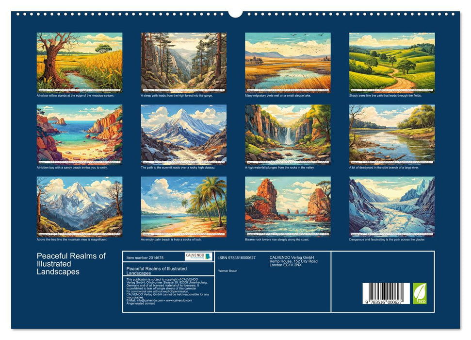 Peaceful Realms of Illustrated Landscapes (CALVENDO Premium-Calendar 2026)