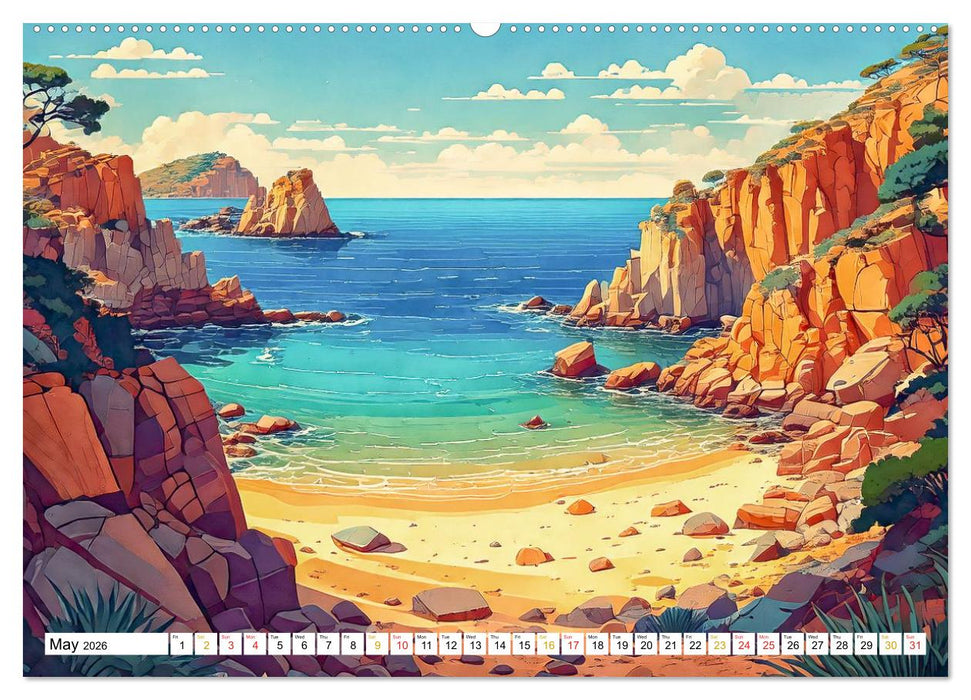 Peaceful Realms of Illustrated Landscapes (CALVENDO Premium-Calendar 2026)