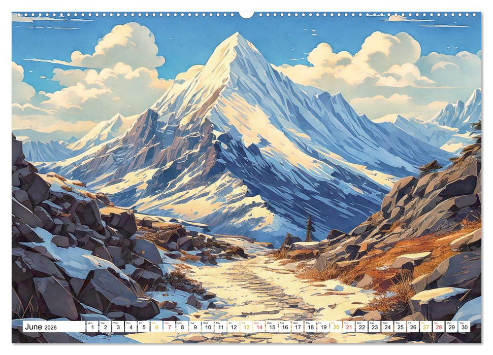 Peaceful Realms of Illustrated Landscapes (CALVENDO Premium-Calendar 2026)