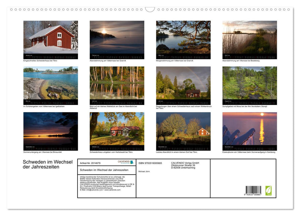 Schweden im Wechsel der Jahreszeiten (CALVENDO Wandkalender 2026)