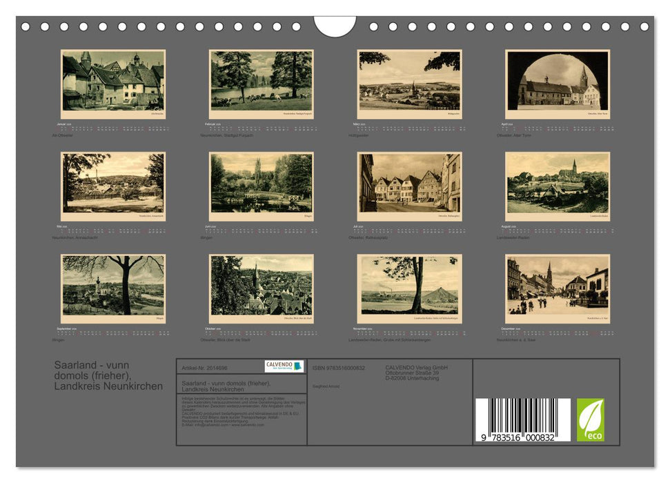 Saarland - vunn domols (frieher), Landkreis Neunkirchen (CALVENDO Wandkalender 2026)