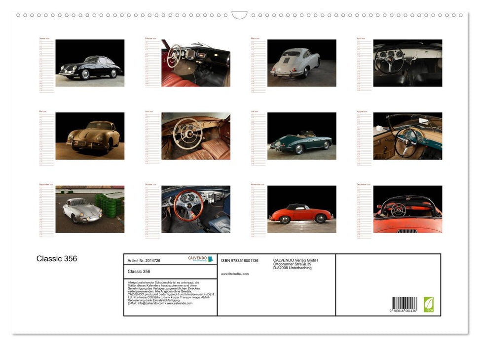 Classic 356 (CALVENDO Wandkalender 2026)