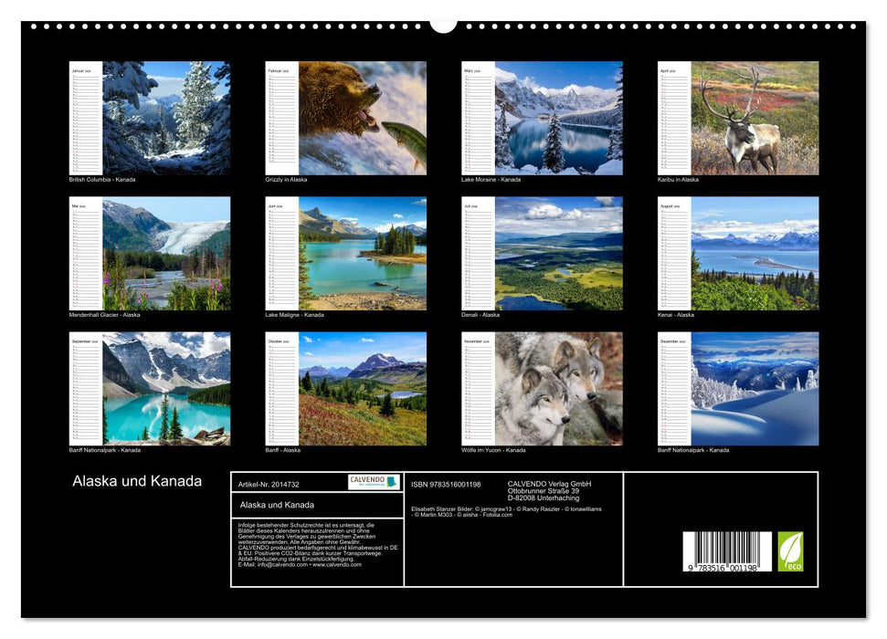 Alaska und Kanada (CALVENDO Premium Wandkalender 2026)
