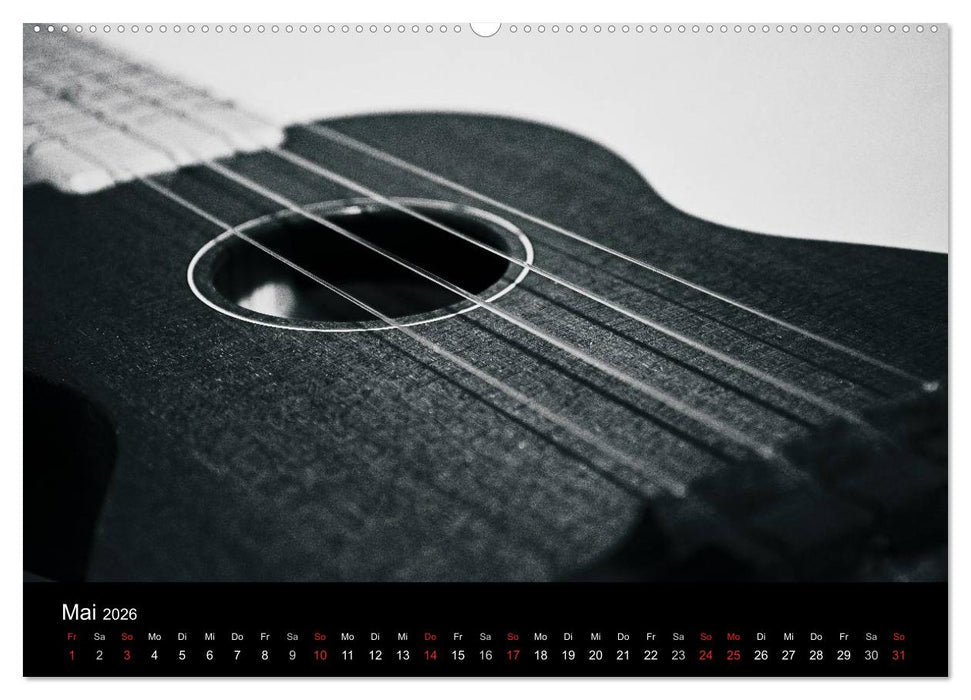 Meine Saiten Ansichten - Banjo, Gitarre, Klavier, Ukulele und Zitter von Ulrike SSK (CALVENDO Premium Wandkalender 2026)