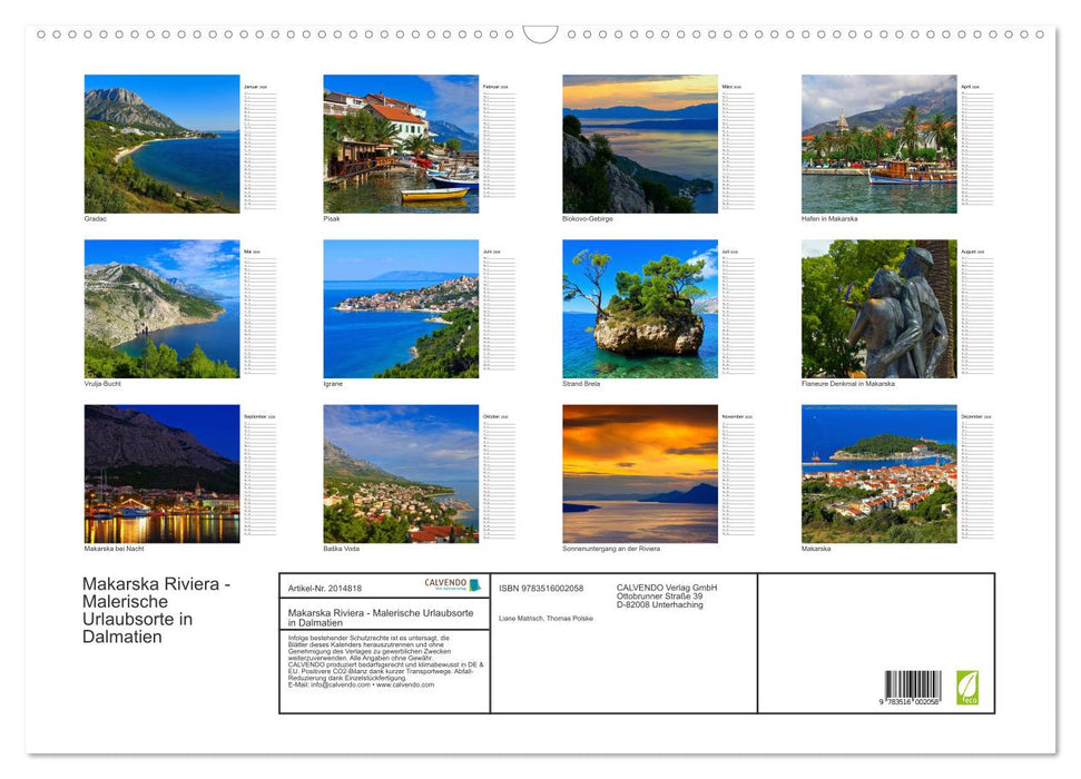 Makarska Riviera - Malerische Urlaubsorte in Dalmatien (CALVENDO Wandkalender 2026)