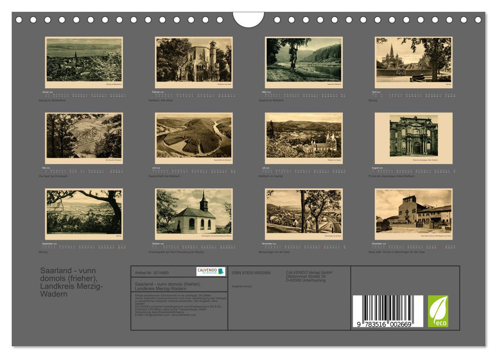 Saarland - vunn domols (frieher), Landkreis Merzig-Wadern (CALVENDO Wandkalender 2026)